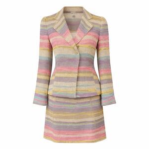 Akris Skirt Suit Rare Vintage Runway Set Stripe Jacket US 10/8 Set Quiet Luxury
